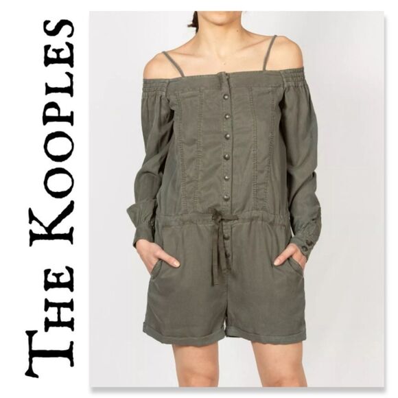 NWT The Kooples Lorie Pleated Jumpsuit In Green - Picture 1 of 7